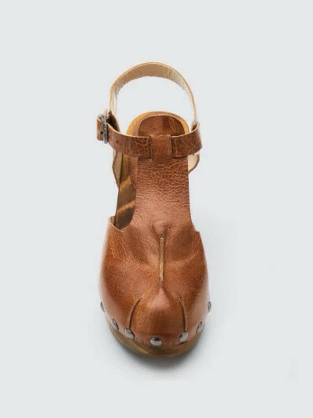 Matisse Tan Leather Studded Clog Heels